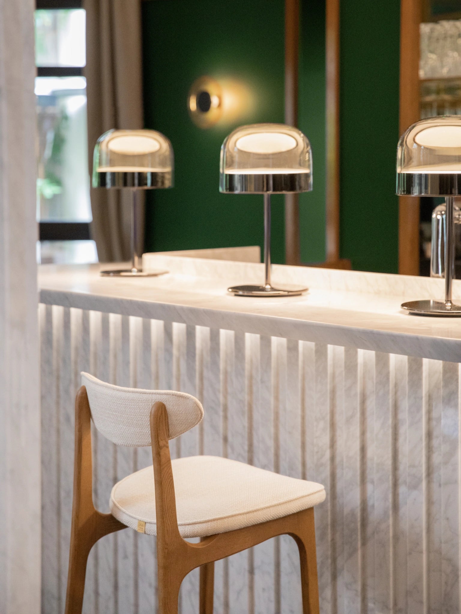 Chaise de bar 200-190 M/75 en tissu Boucle Creme