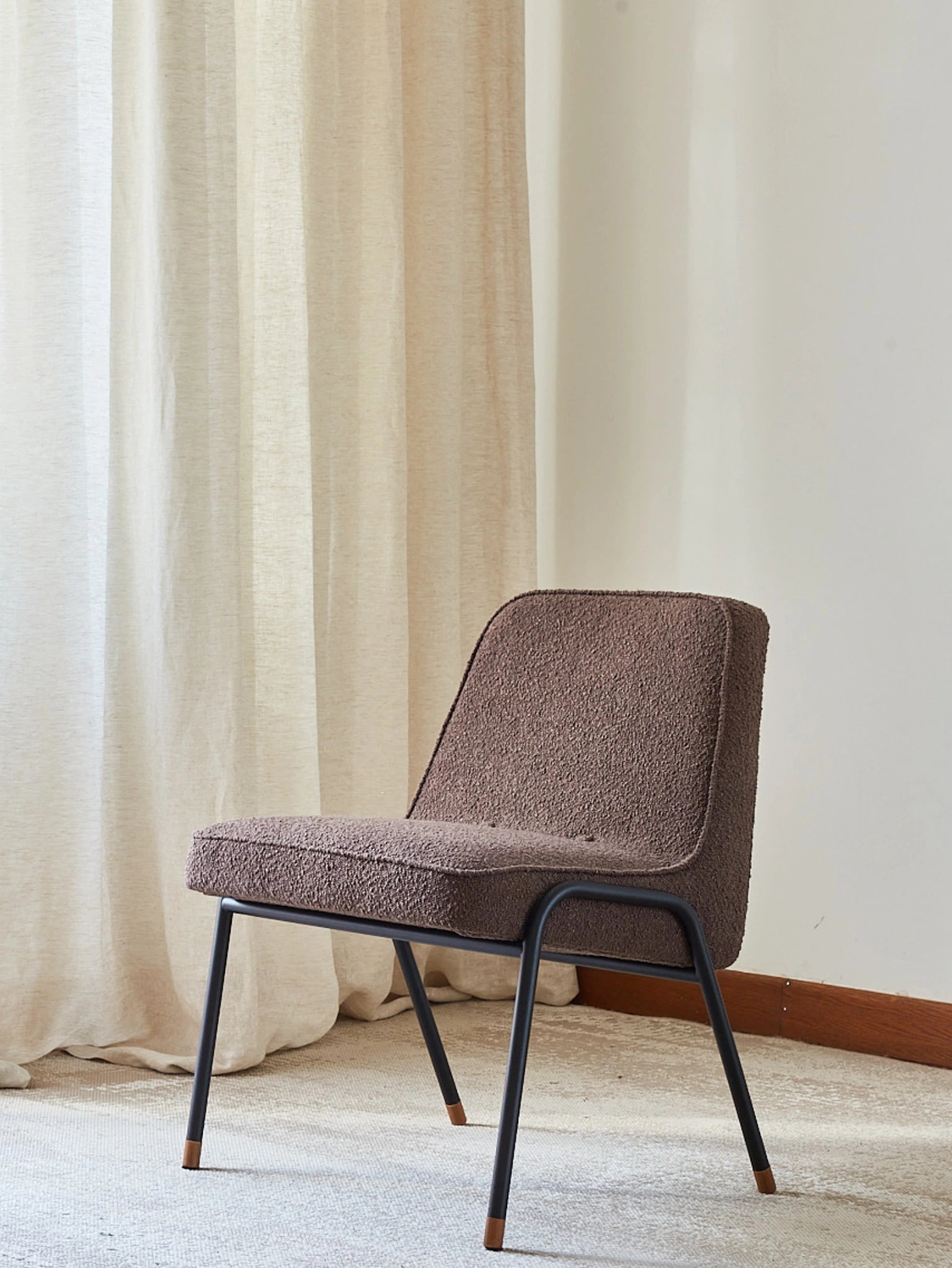 Fauteuil Club 366 Métal en tissu Boucle Creme