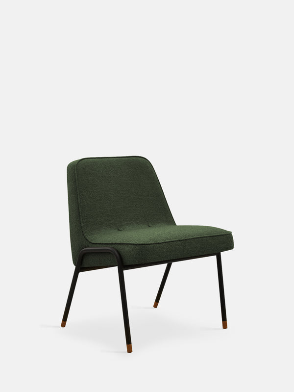 366 METAL CLUB CHAIR – Green in Boucle Bottle Green Fabric