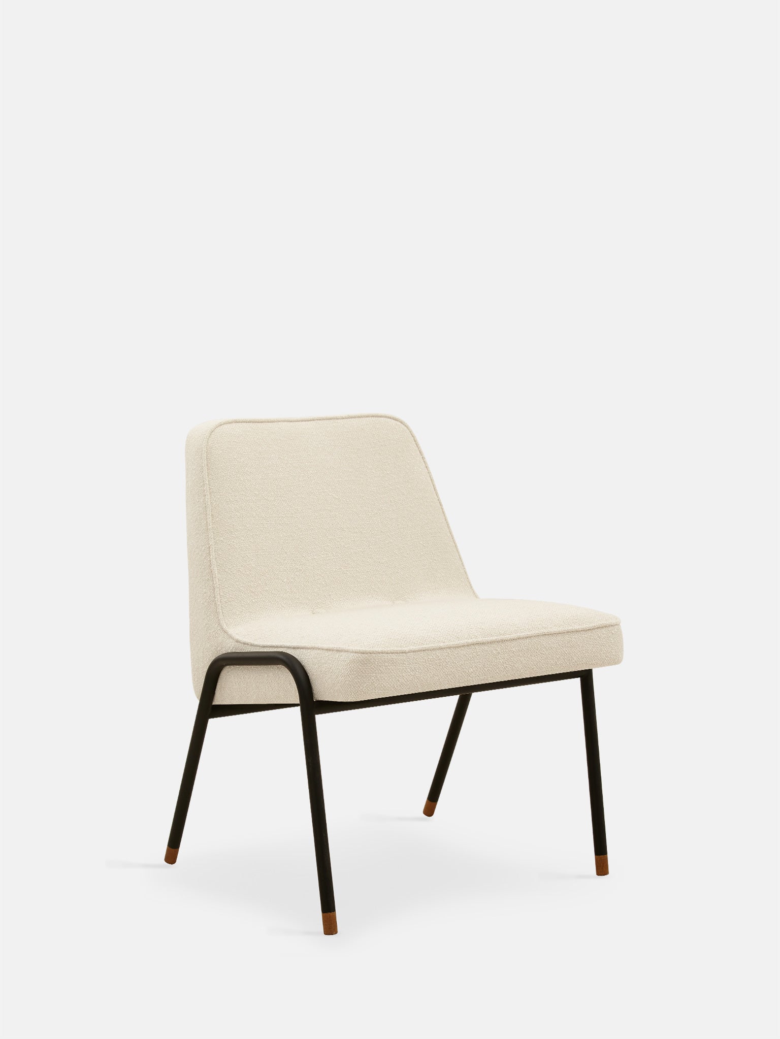 Fauteuil Club 366 Métal en tissu Boucle Creme