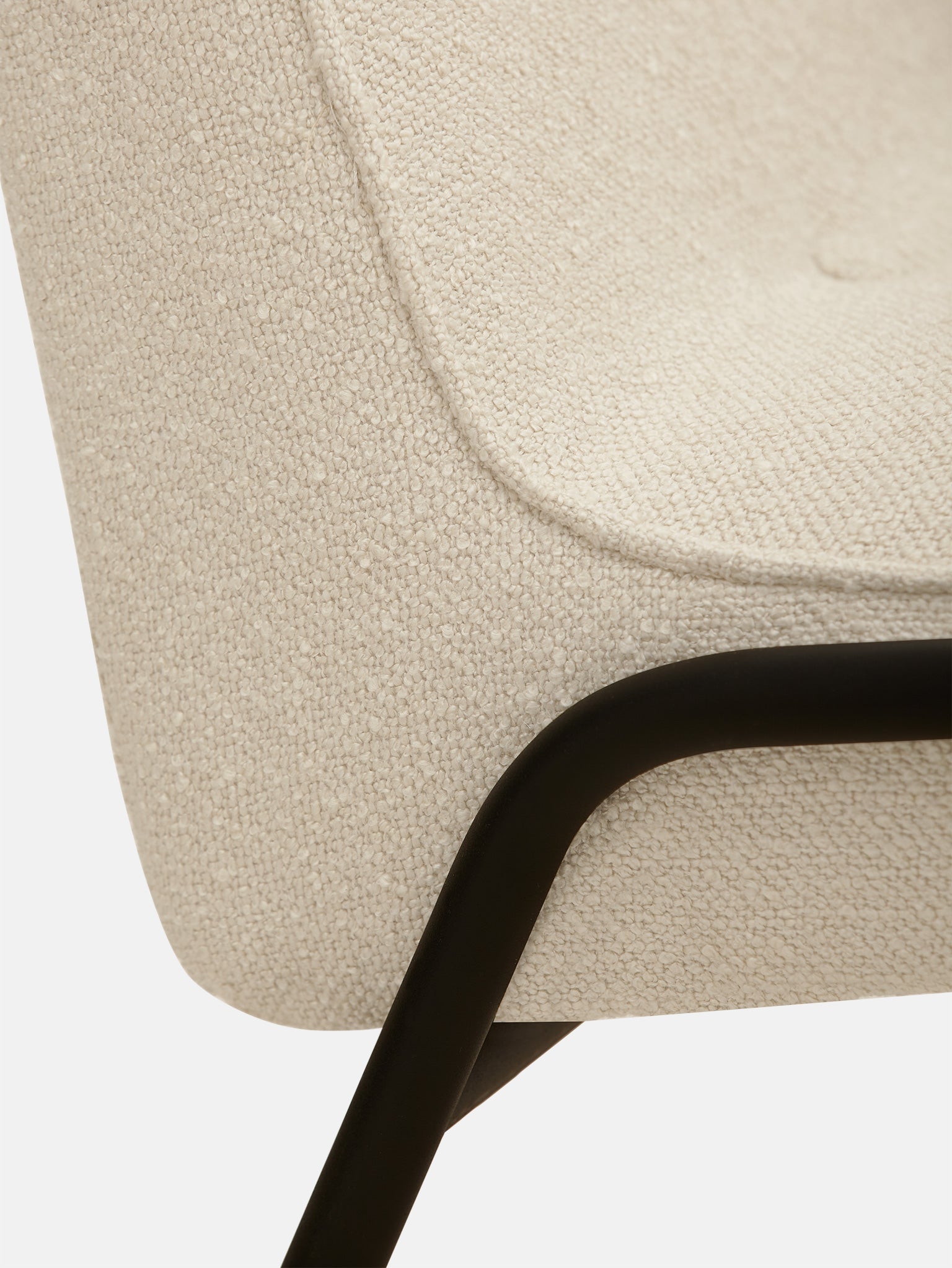 Fauteuil Club 366 Métal en tissu Boucle Creme