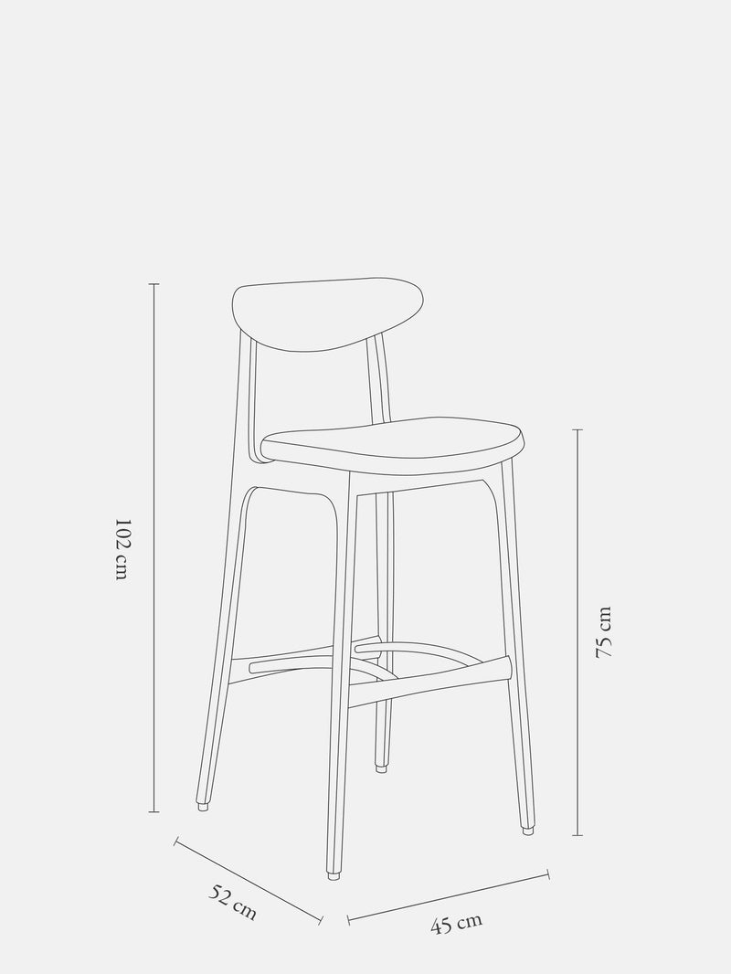 200-190 BAR STOOL M/75 – Green in Boucle Bottle Green Fabric