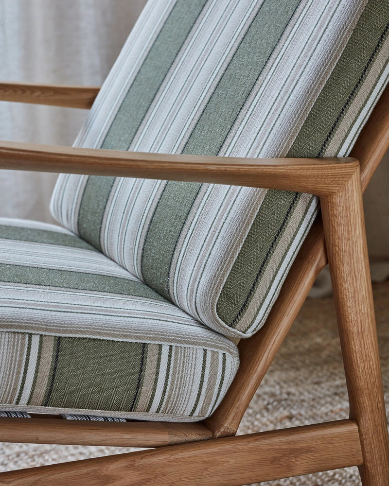 STEFAN LOUNGE CHAIR in Aveiro Olive Casamance Fabric