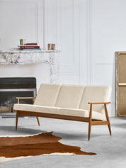 Fox 3-Seater in Cord Creme Fabric