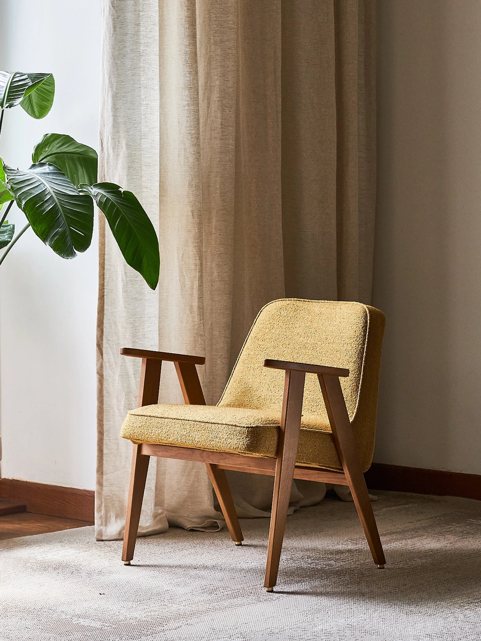 366 ARMCHAIR – Yellow in Boucle Mustard Fabric