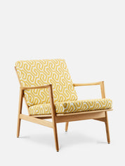 STEFAN LOUNGE CHAIR – Yellow in Coffee Mustard Fabric