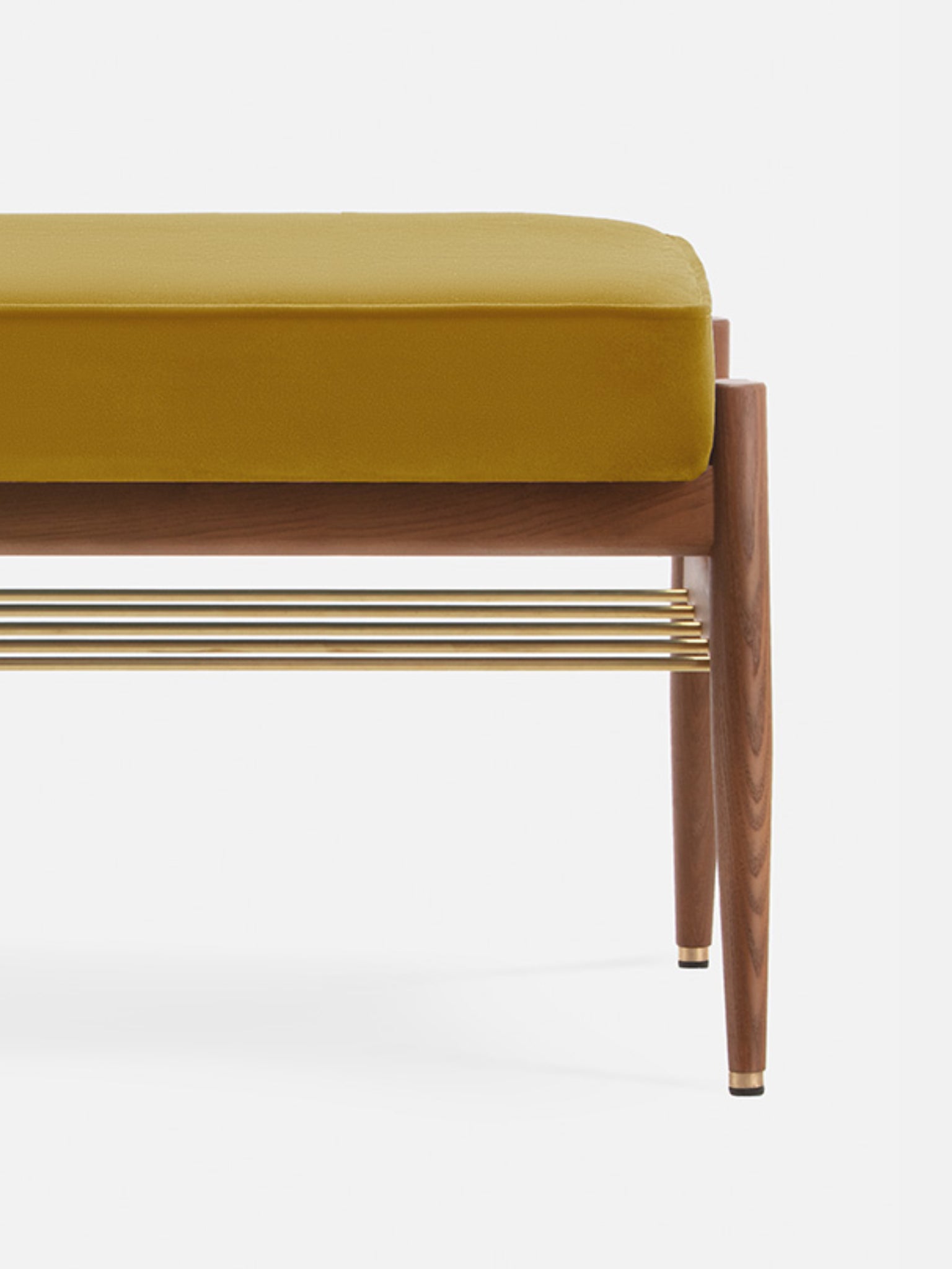 FOX BENCH 90 – Yellow in Shine Velvet Mustard Fabric