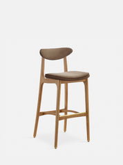 200-190 BAR STOOL M/75 – Beige in Shine Velvet Taupe Fabric