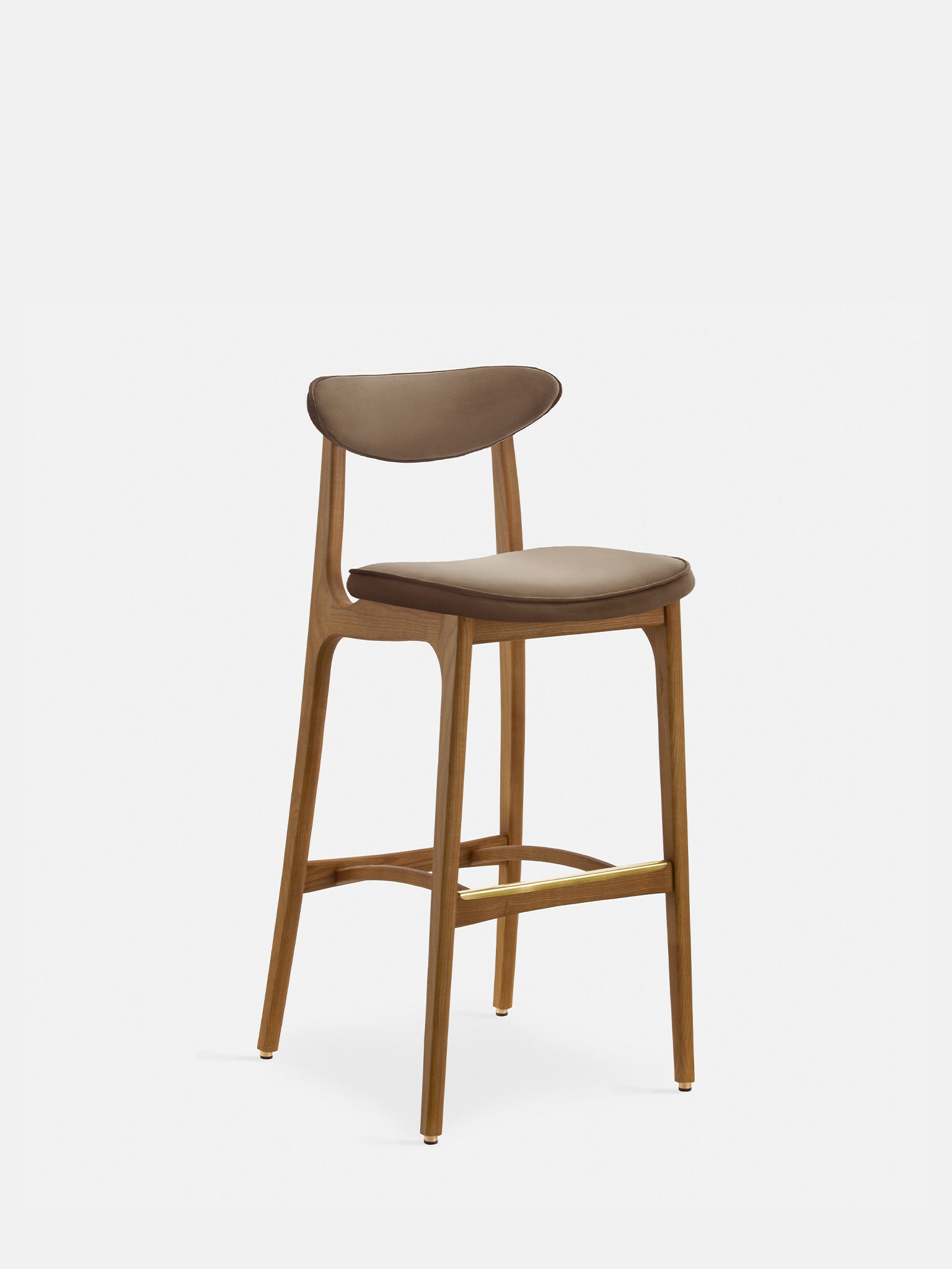 200-190 BAR STOOL M/75 – Beige in Shine Velvet Taupe Fabric