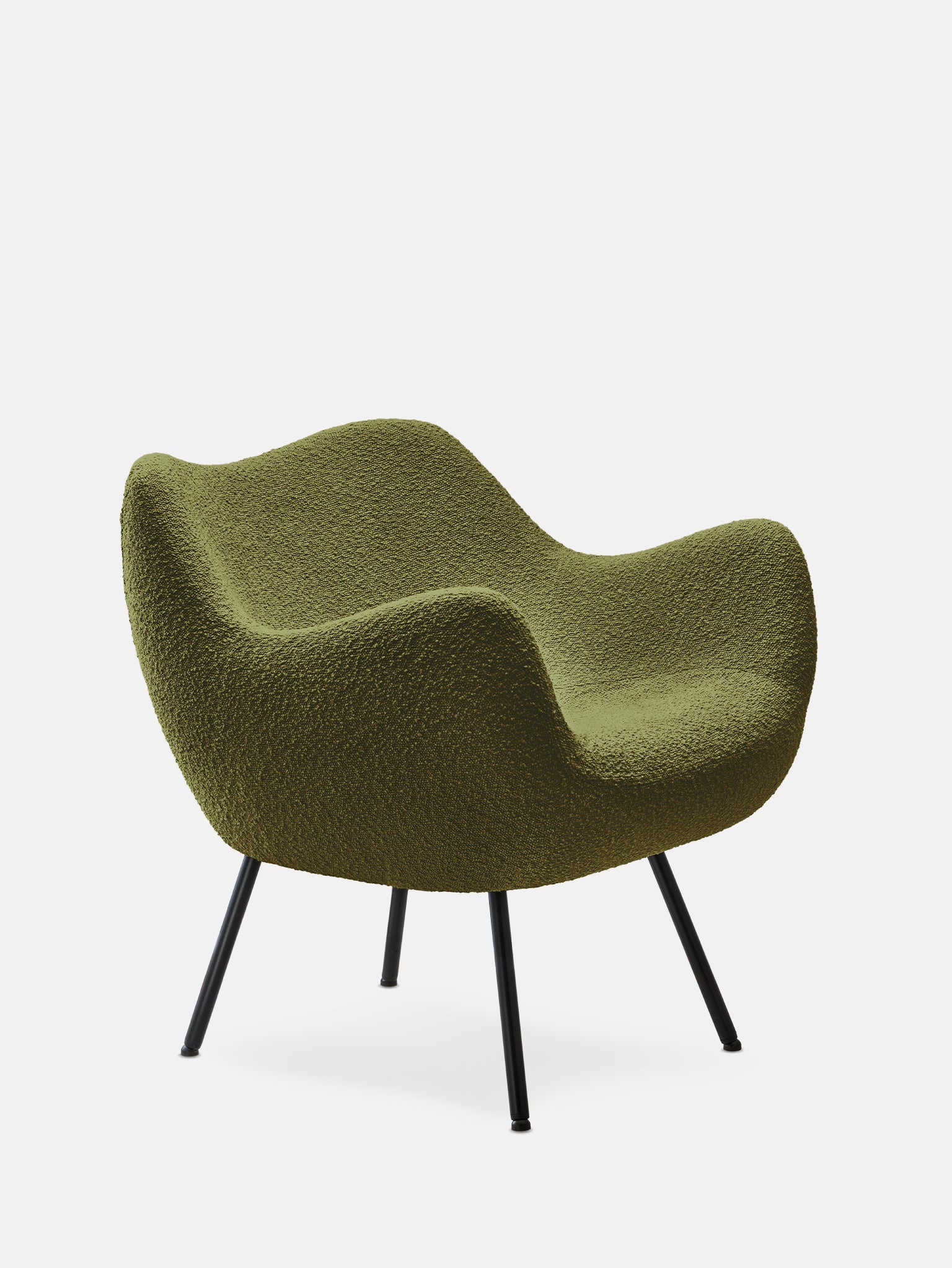 RM58 SOFT ARMCHAIR – Green in Boucle Olive Fabric