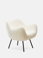 RM58 SOFT ARMCHAIR – White in Teddy Creme Fabric