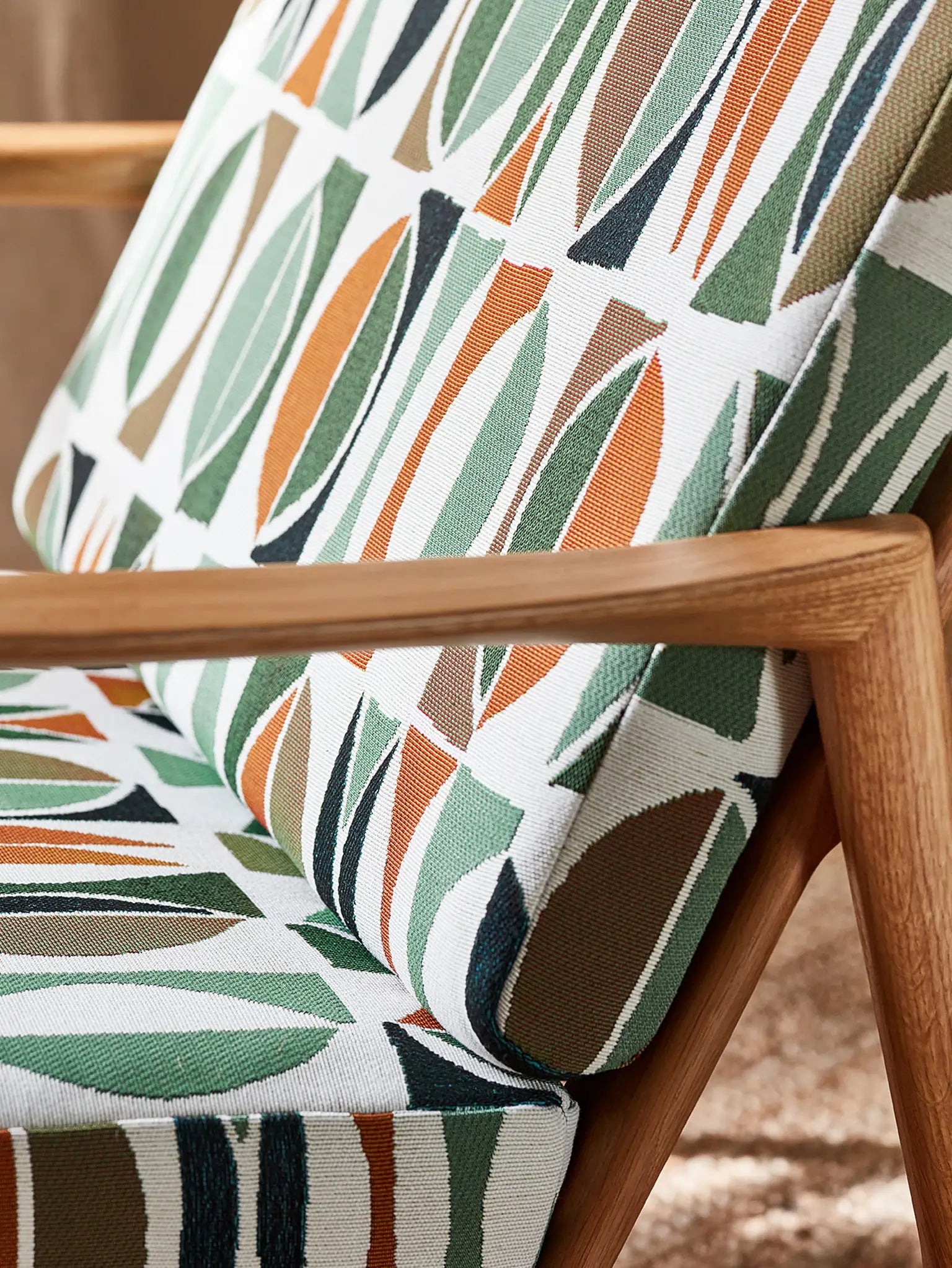 Fauteuil Stefan en tissu Amalfi Vert Orange Casamance