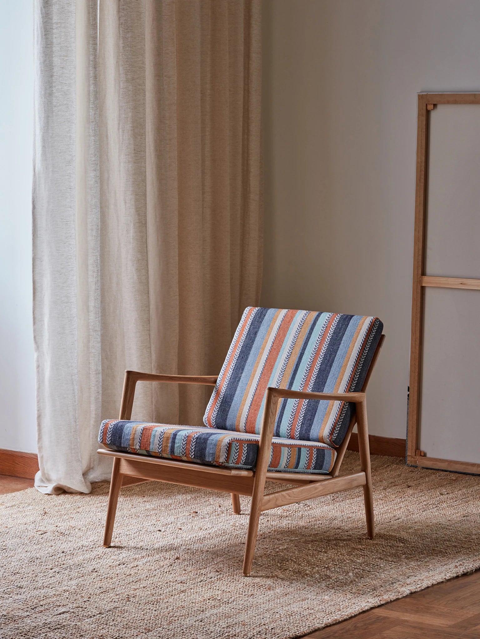 Fauteuil Stefan en tissu Costa Nova Bleu Casamance