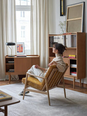 Fauteuil Stefan en tissu Marble Mustard