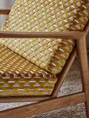 STEFAN LOUNGE CHAIR – Yellow in Uroko Moutarde Casamance Fabric