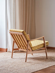 STEFAN LOUNGE CHAIR – Yellow in Uroko Moutarde Casamance Fabric