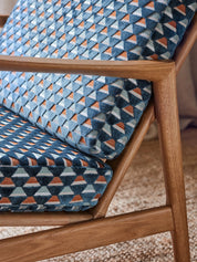 STEFAN LOUNGE CHAIR – Blue in Uroko Topaze Casamance Fabric