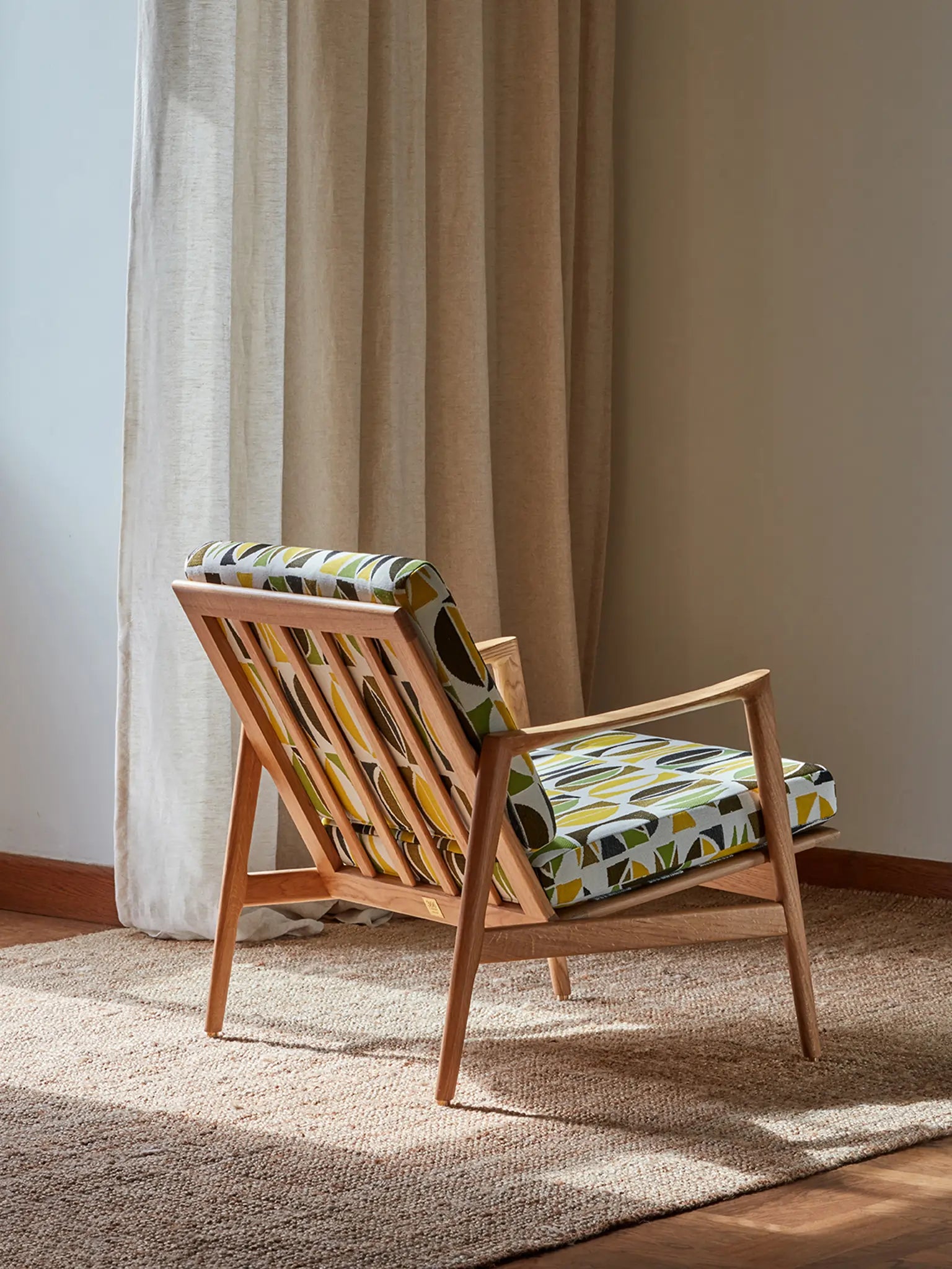 STEFAN LOUNGE CHAIR in Amalfi Vert Jaune Casamance Fabric